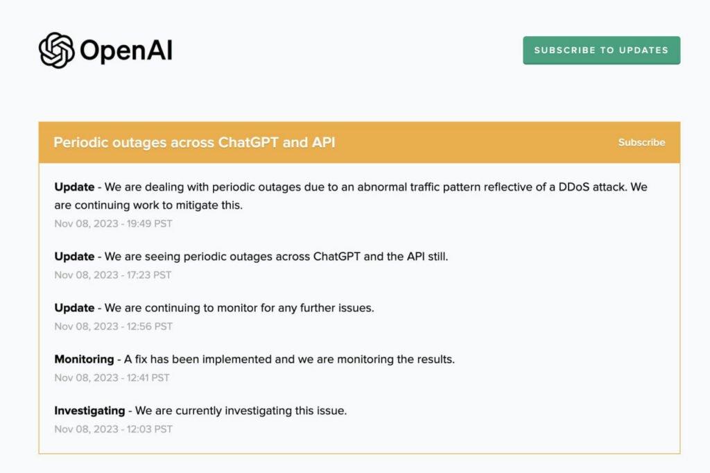 1699630142 608 دعوا DDoS در روزهای قبل کارکرد ChatGPT را مختل کرده‌اند