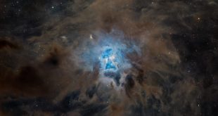 این تصویر تلسکوپی عمیق، طیف رنگ‌ها و تقارن‌های سحابی زنبق را نشان می‌دهد که در میدان‌های اطراف گرد و غبار بین ستاره‌ای جاسازی شده‌اند.