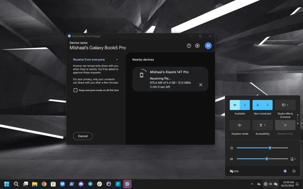 1730159059 549 Quick Share اکنون بدون شبکه وای‌فای هم فایل‌ها را سریع