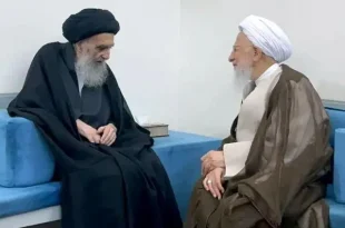 آیت‌الله جوادی آملی با آیت‌الله سیستانی در نجف اشرف دیدار کرد