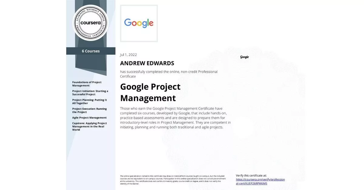 5 دوره آنلاین توانایی شغلی گوگل که رزومه شما را قوی میکند_دلچسب 10 Google Project Management Professional Certificate